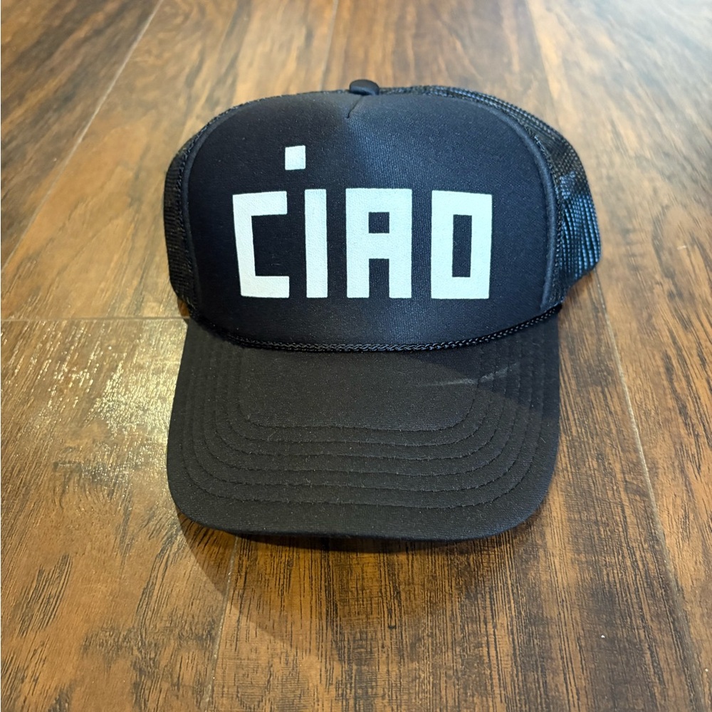 Black Clare V.  Mesh Trucker Hat with White Logo
